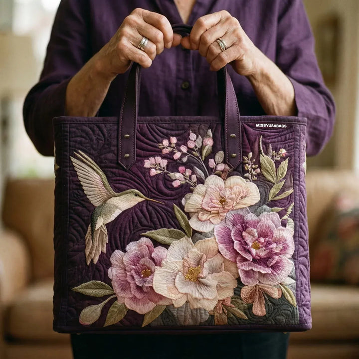 Sac fourre-tout matelassé - Colibris et Orchidées