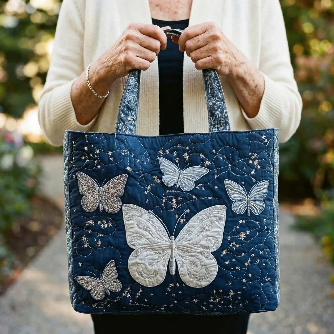 Sac fourre-tout matelassé - Papillon argenté
