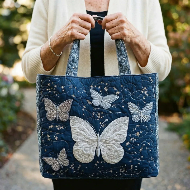 Sac fourre-tout matelassé - Papillon argenté