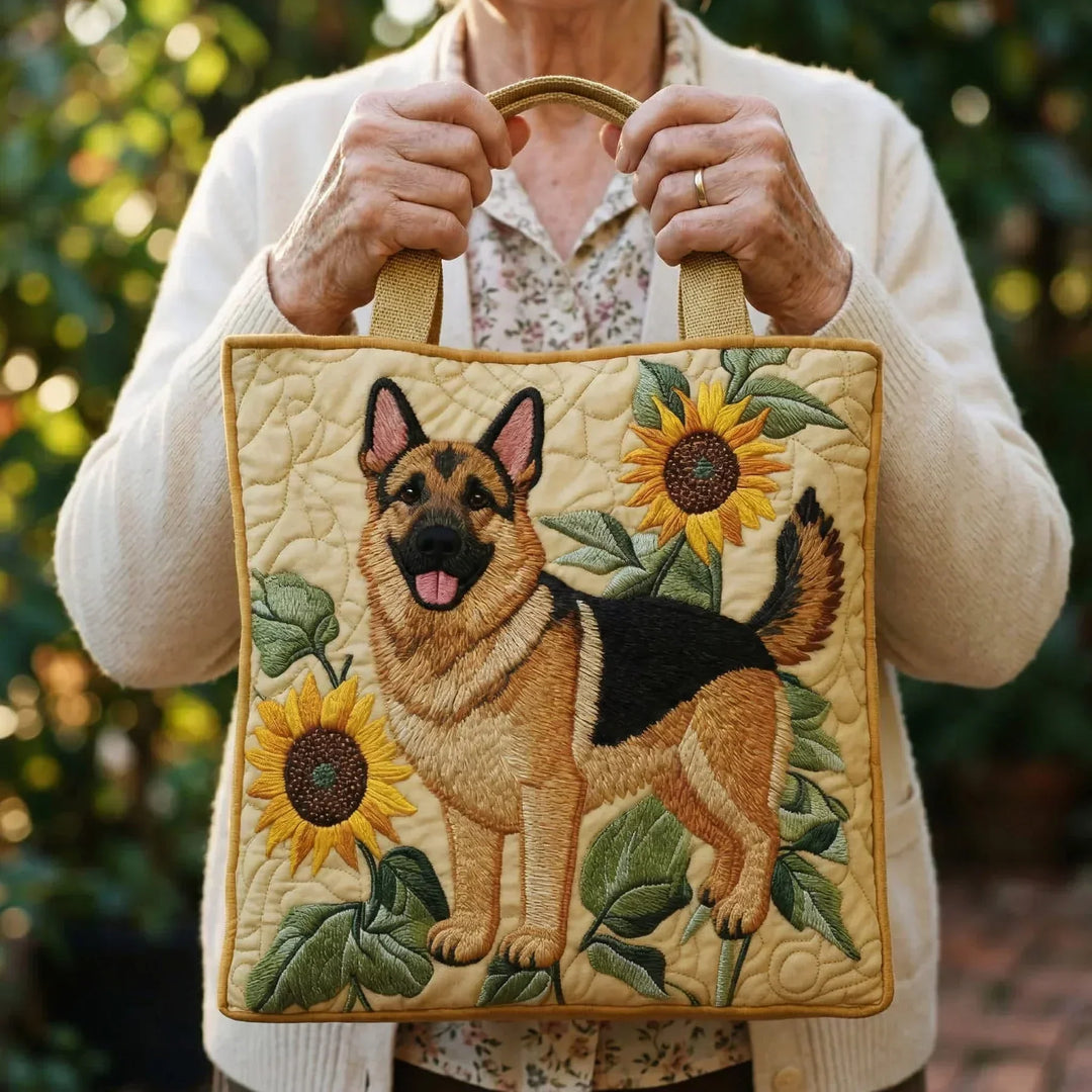 Sac fourre-tout matelassé - Berger Allemand floral