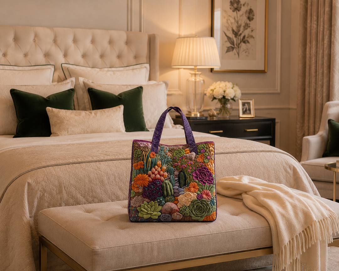 Sac fourre-tout matelassé - Jardin de succulentes
