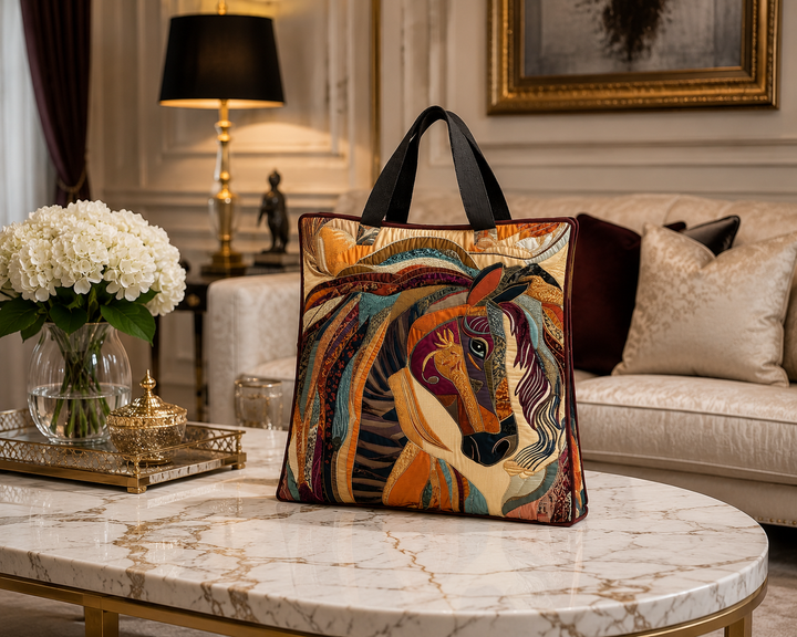 Sac fourre-tout matelassé - Cheval mosaïque multicolore