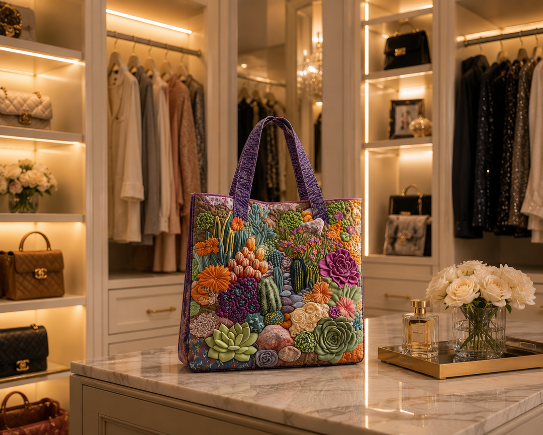 Sac fourre-tout matelassé - Jardin de succulentes