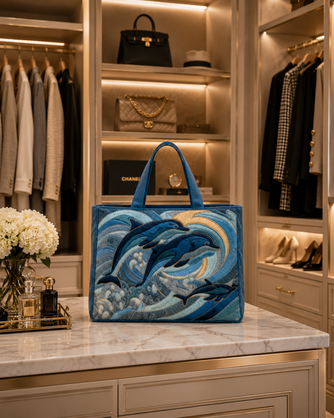 Sac fourre-tout matelassé - Dauphin de l'océan