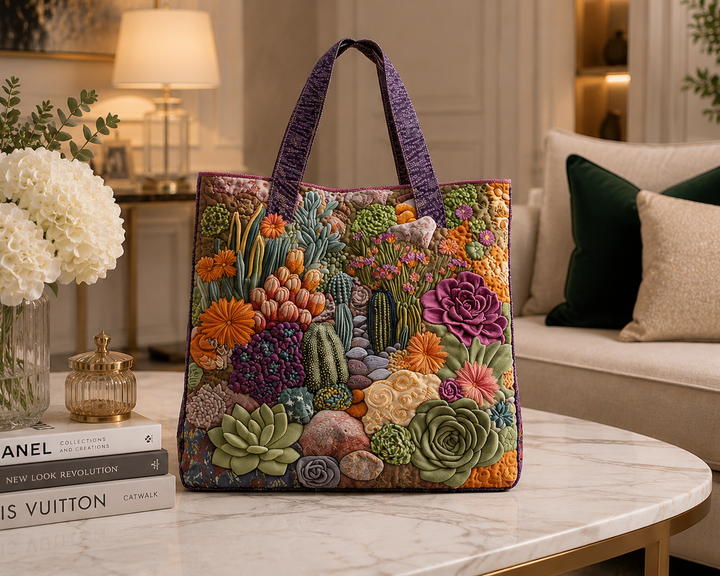 Sac fourre-tout matelassé - Jardin de succulentes
