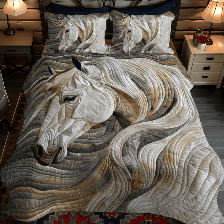 Ensemble de Literie Matelassé 3 Pièces Cheval Blanc Vibrant