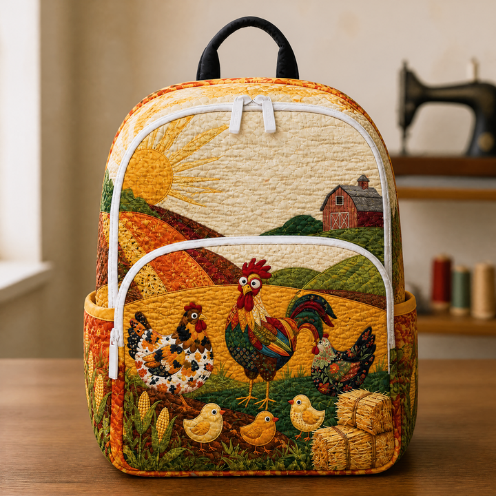 Sac à dos matelassé Poules de Ferme & Grange