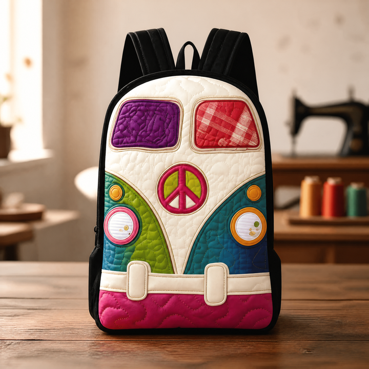 Sac à dos matelassé Boho Peace – Bretelles noires