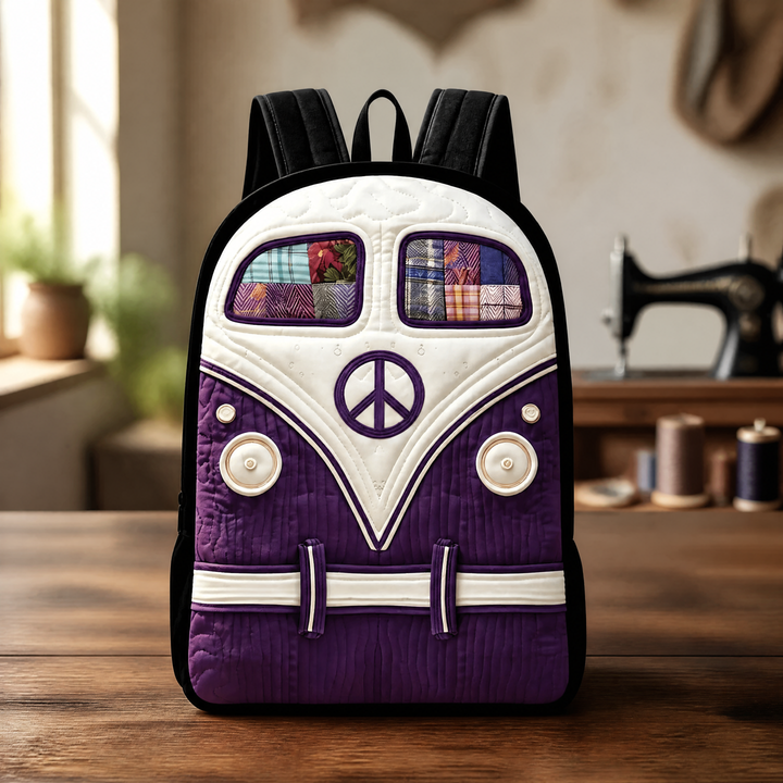 Sac à dos matelassé hippie violet – Bretelles noires