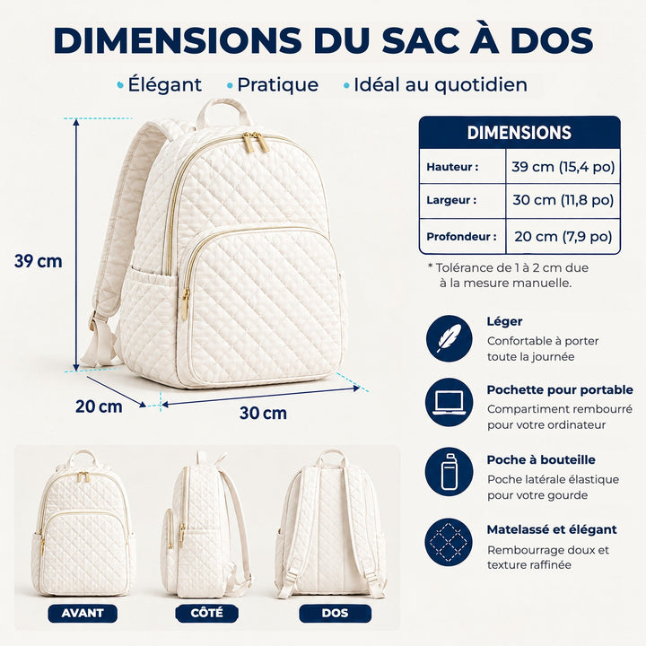 Sac à dos matelassé Livres & Café