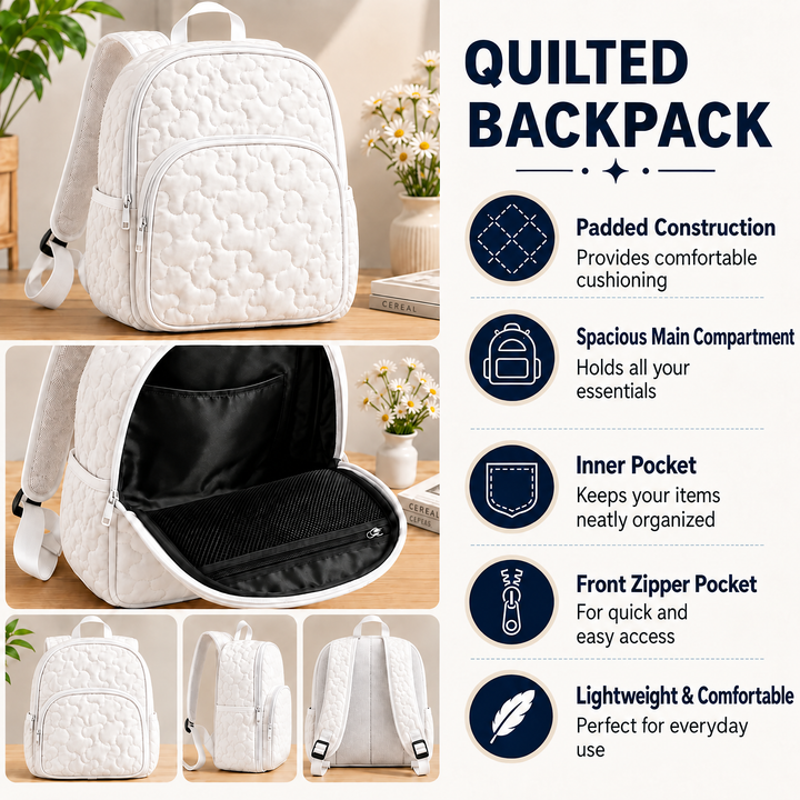 Sac à dos matelassé Livres & Marguerites